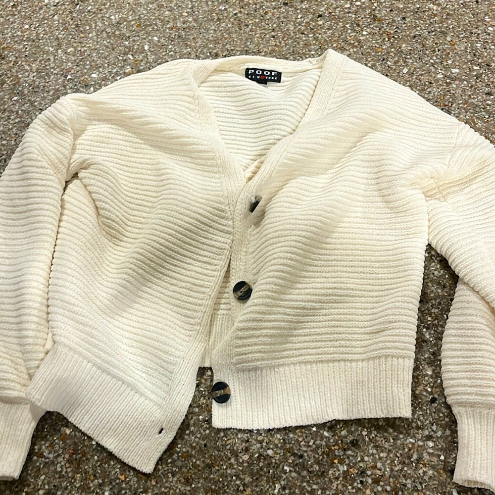 poof new york white sweater